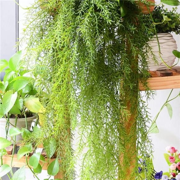 4 Pcs Artificial Greenery Ferns Hanging Vines Fake Hanging Ivy Vine Pine Needle - Picture 6 of 8